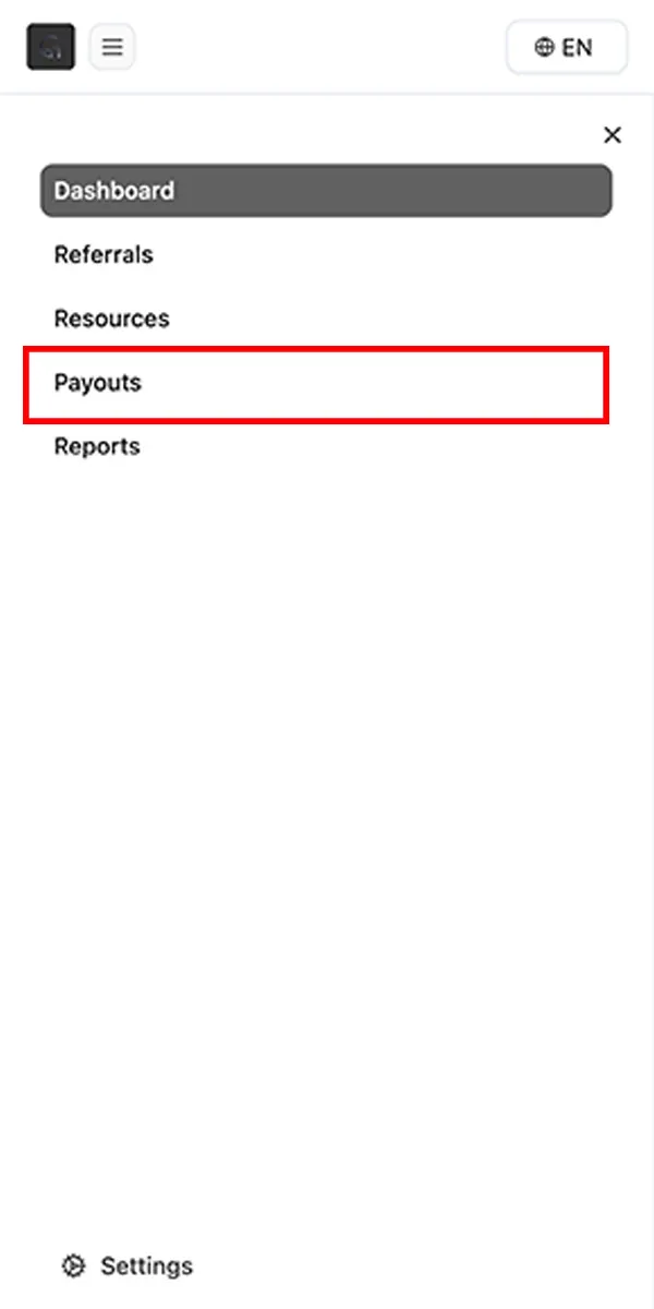 Payoutメニュー選択画面